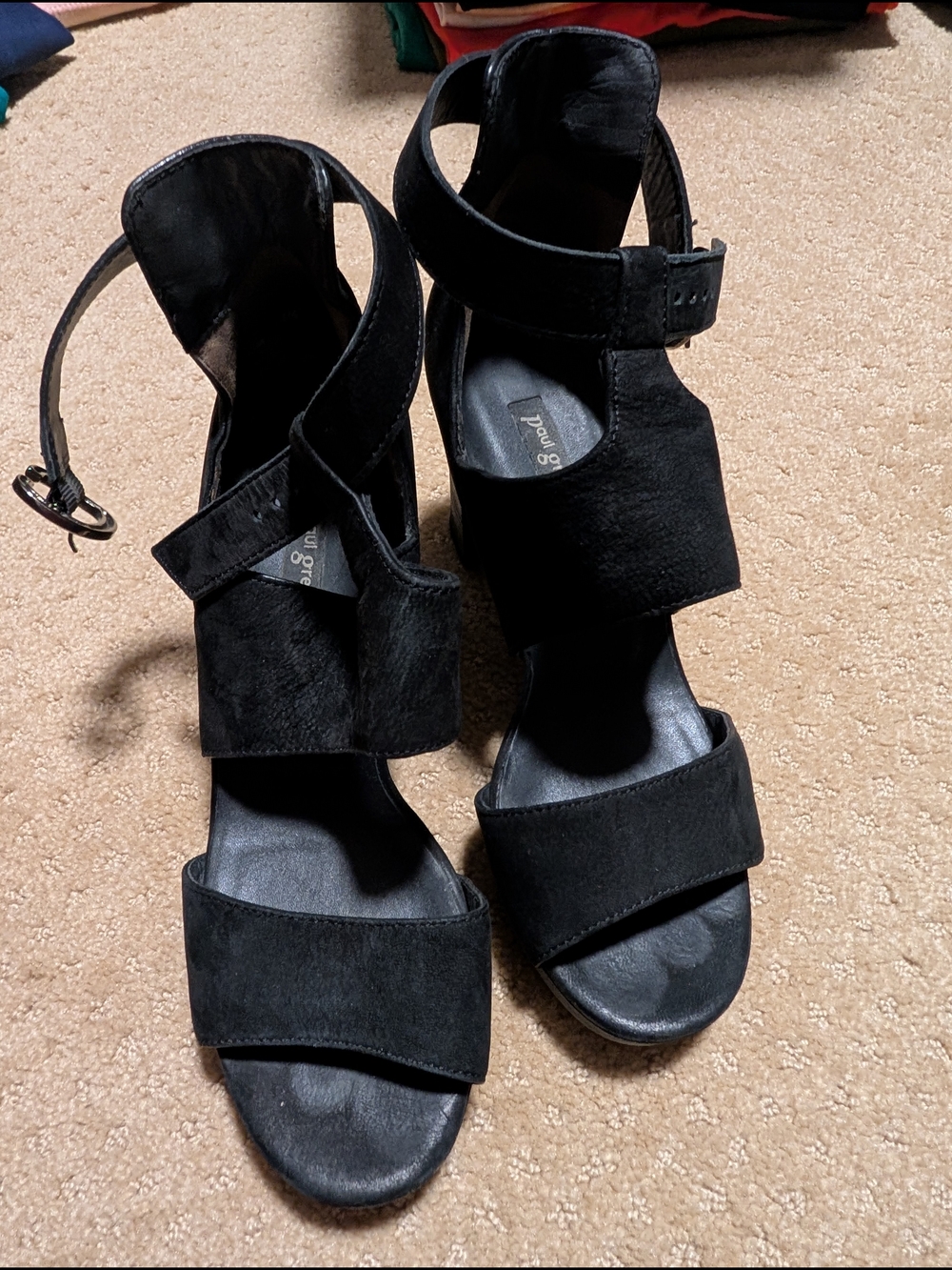 Paul Green Black Suede Strappy High-Heel Sandals
